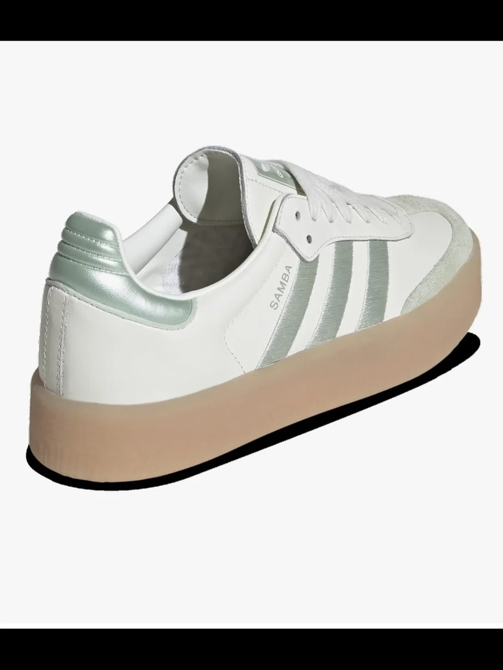 Adidas Samba Platform Sneaker in White with Mint Green